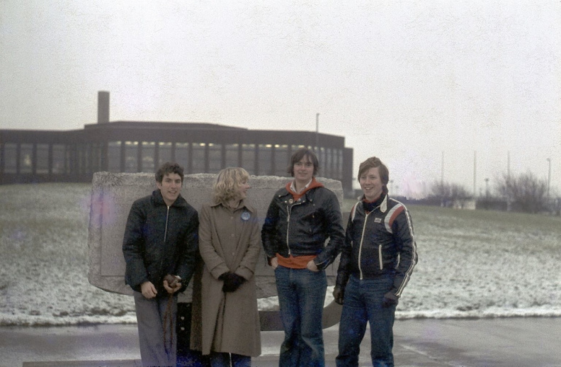 Taken early 1979. Visit to Bristol and Severn Bridge
Left to right: Andy Stockden, Sandra Lines, Andy Beaumont, Kevin McFarlane Resized_image206.jpg