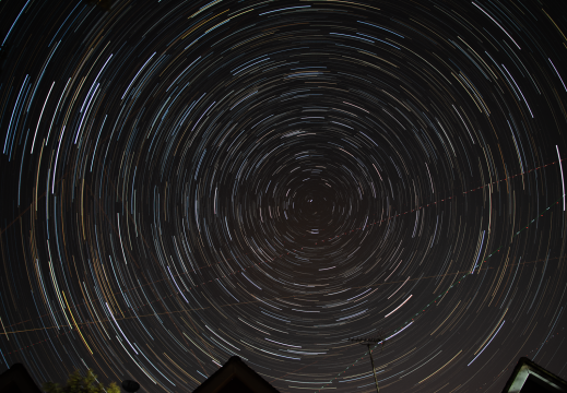 Star trails with aircraft